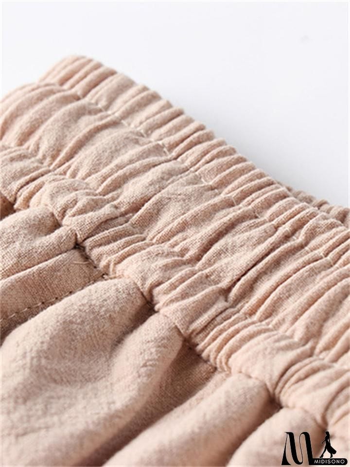 MidiSono - Summer Drawstring Design Loose Wide-Leg Casual Cropped Trousers