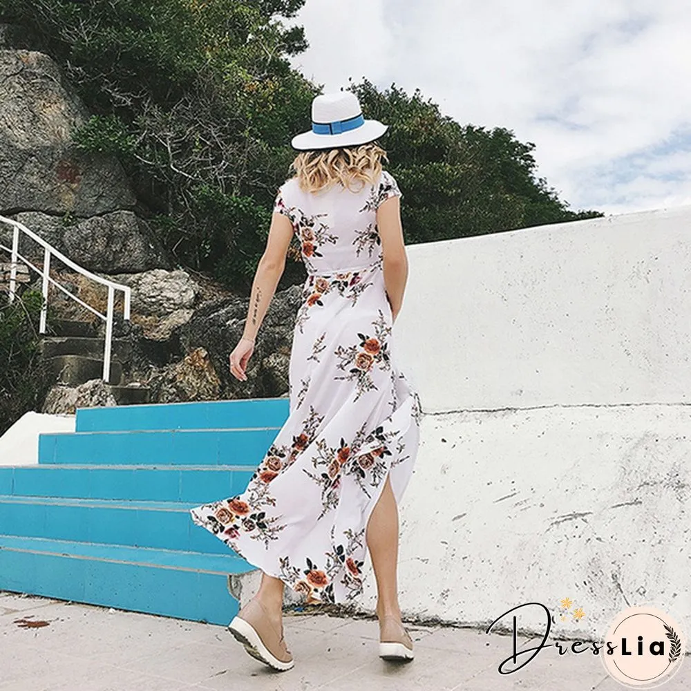 GT Sexy Women Summer Fashion Boho Maxi Dress Split Ends Elegant Evening Party Long Dress Beach Dress
