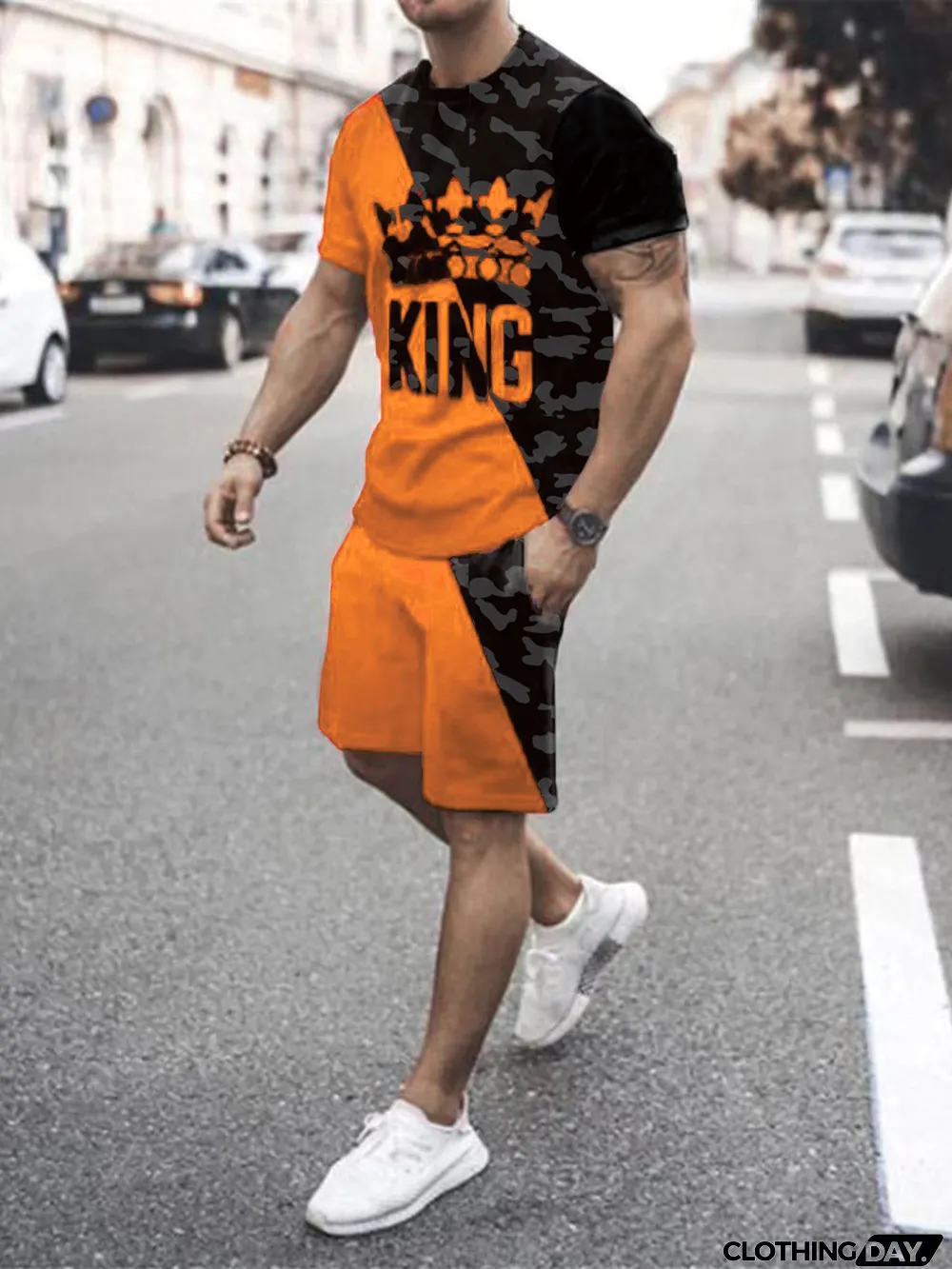 Men's Printed T Shirt And Shorts 2 Piece Sets