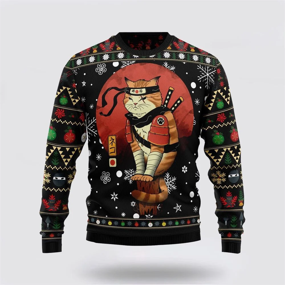 Ninja Cat, Funny Christmas Pattern Ugly Christmas Sweater For Men And Women, Best Gift For Christmas, Christmas Fashion Winter