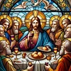 Buntglas Jesus Abendessen - runder Bohrer Diamantmalerei - 30*30cm