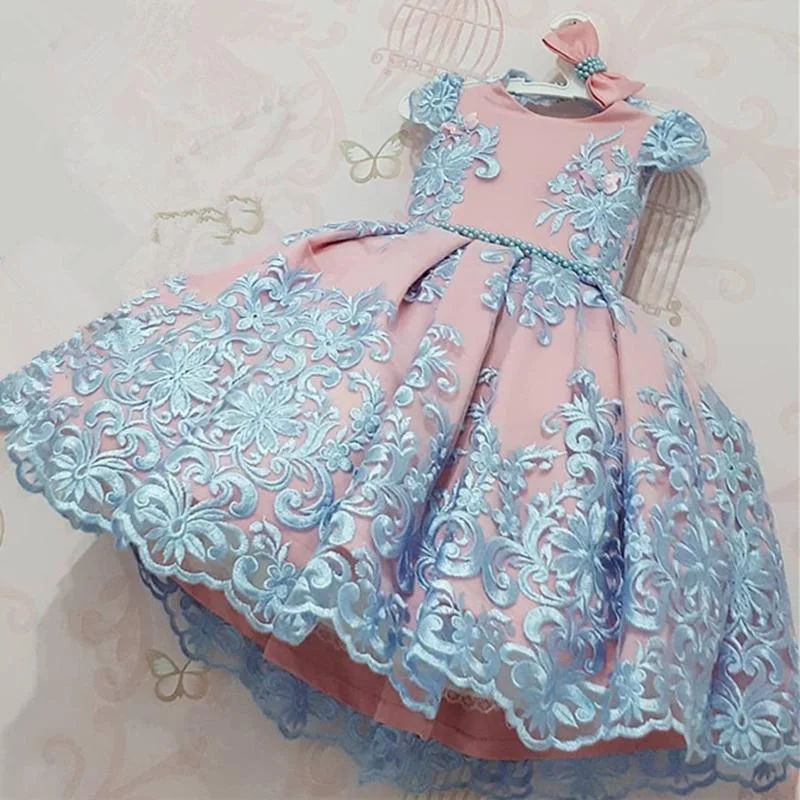 4-10 Years Kids Dress for Girls Wedding Tulle Lace Girl Dress Elegant Princess Party Pageant Formal Gown For Teen Children Dress