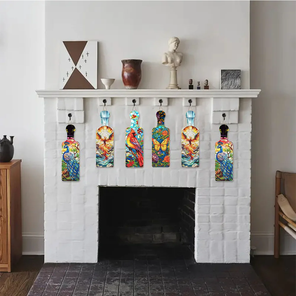 4Pcs Animal 5D DIY Diamond Painting Tray Art Craft with Handle for Home Decor(26*8cm)