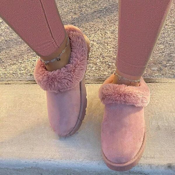 Susiecloths Winter Warm Suede Mules Slippers Slip On Fur Lined Shoes