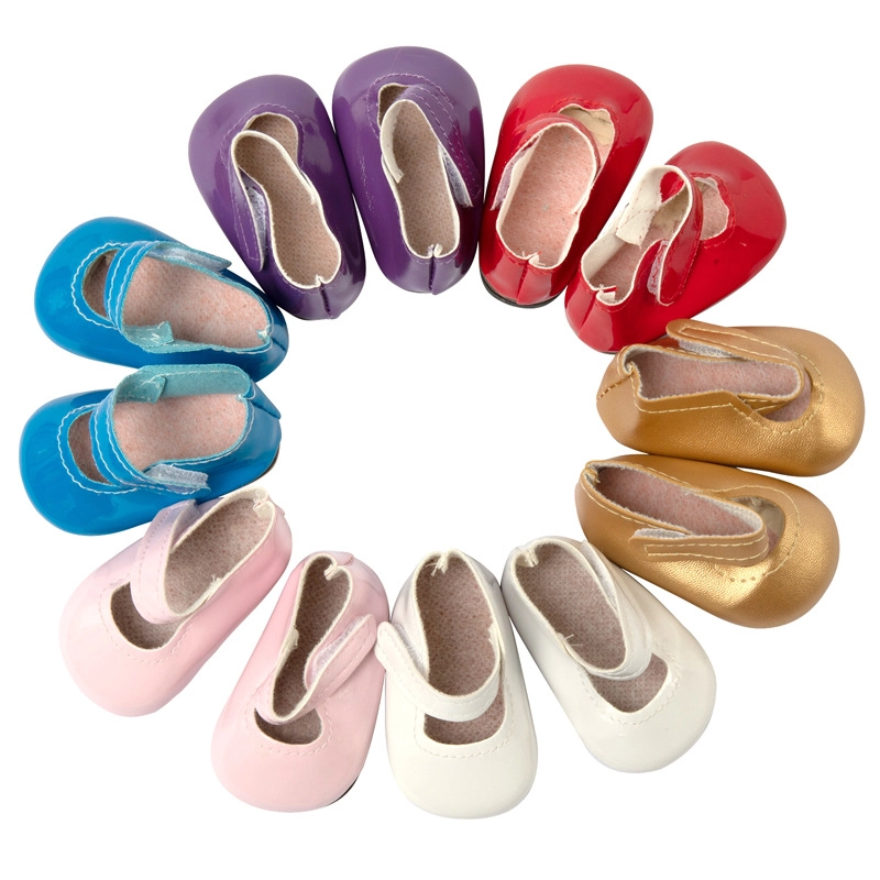 43cm Baby Shoes 18 Inch American Girl Shaf Doll Pink Leather Shoes