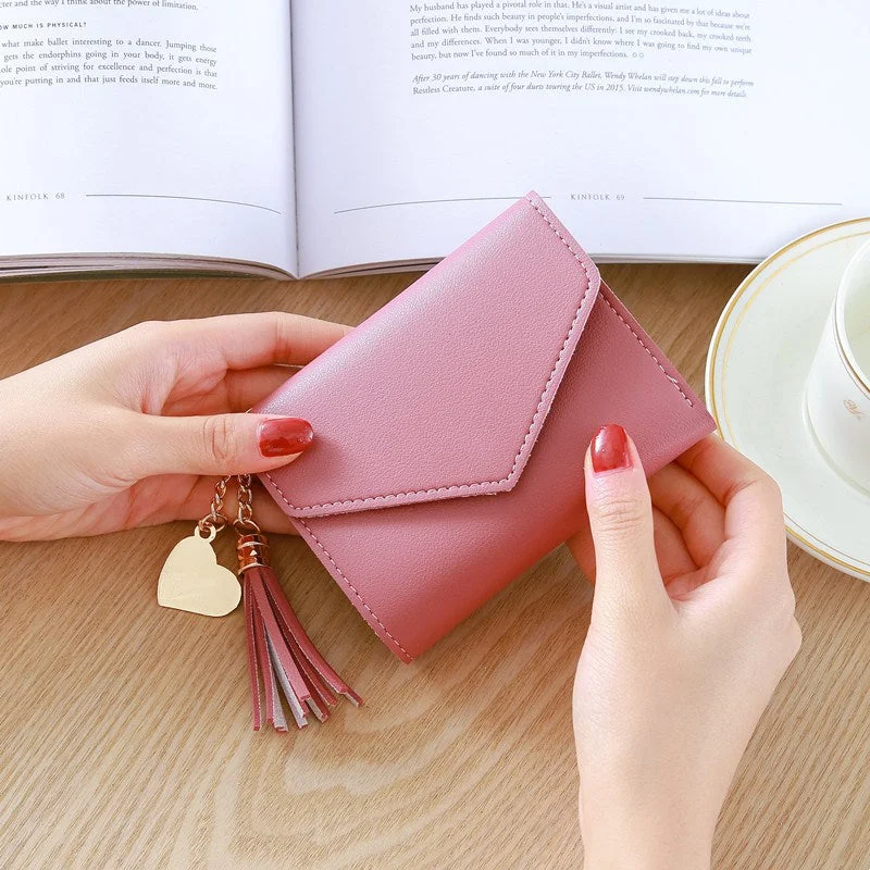 Women's Wallet Cute Student Tassel Pendant Trend Small Fashion PU Wallet 2020 Coin Purse Women Ladies Card Bag for Women