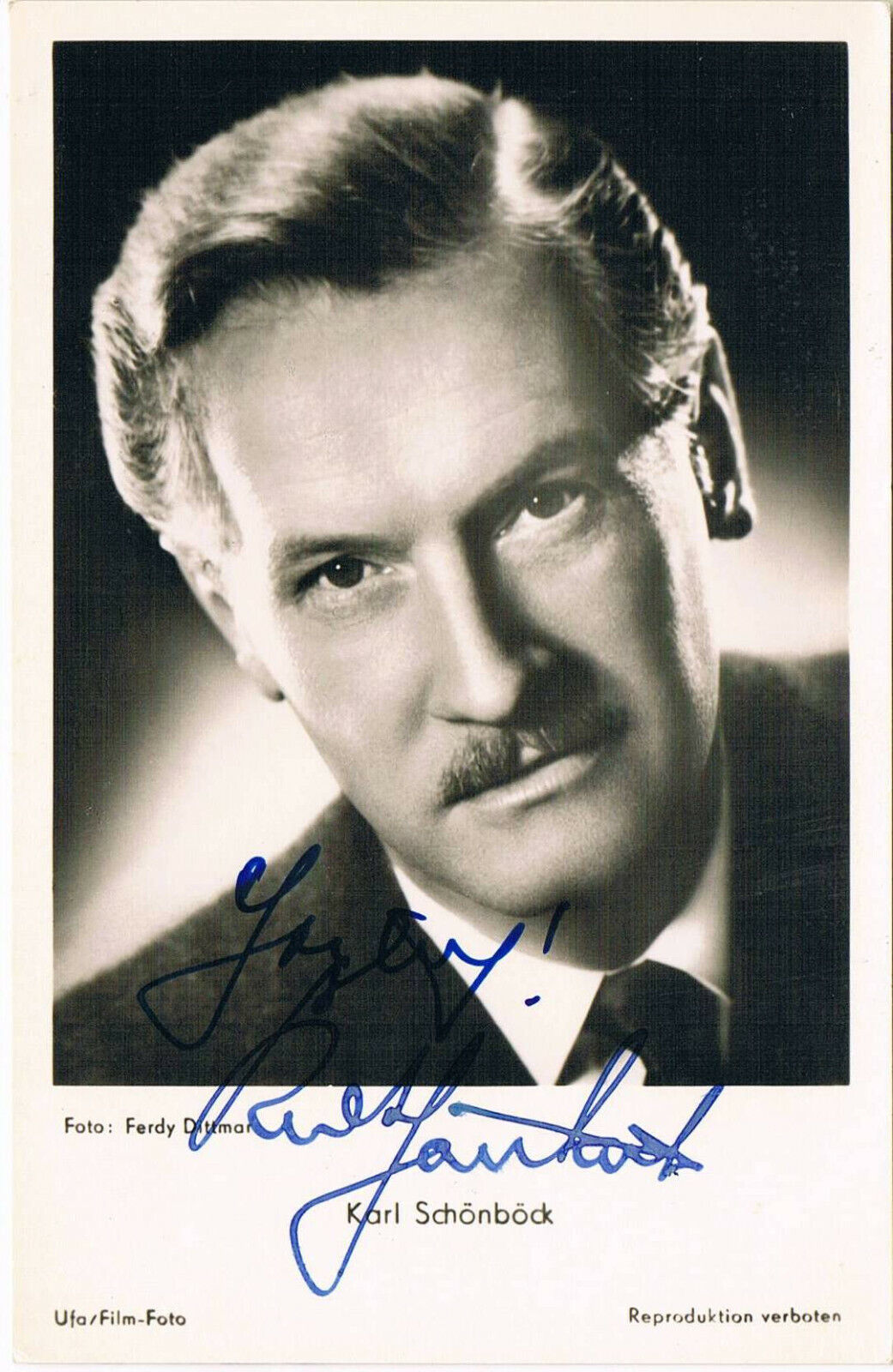 Karl Sch?nb?ck 1909-2001 autograph signed postcard Photo Poster painting 3.5x5.5