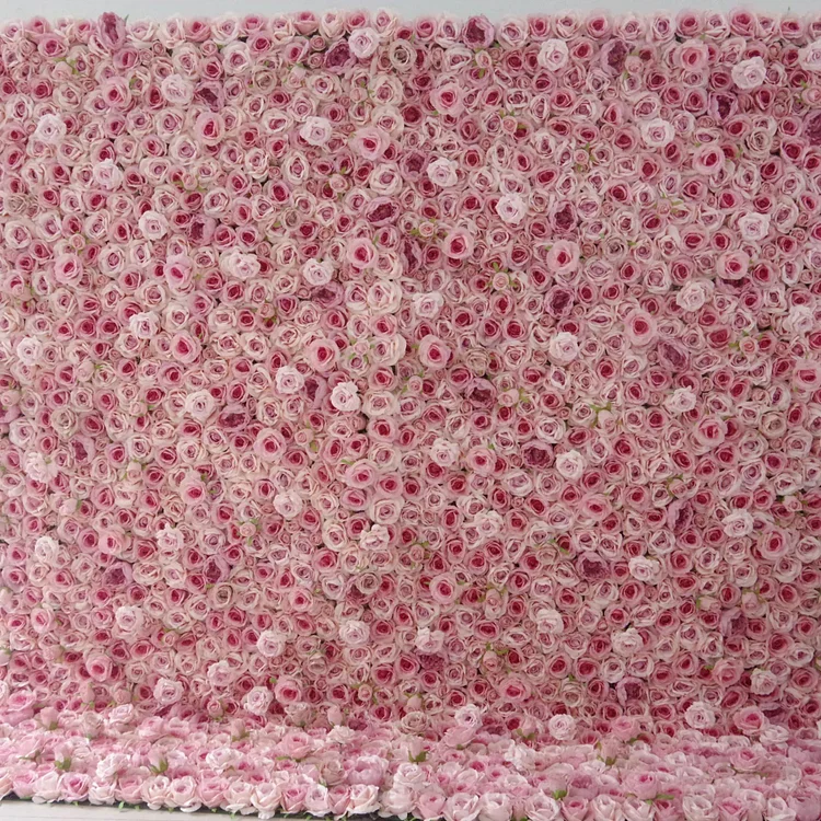 Roll Up Fabric Artificial Pink Flowers with Ruddy Pink Core Floral Wall Wedding Backdrop, Floral Party Decor, Event Photography-VF-097