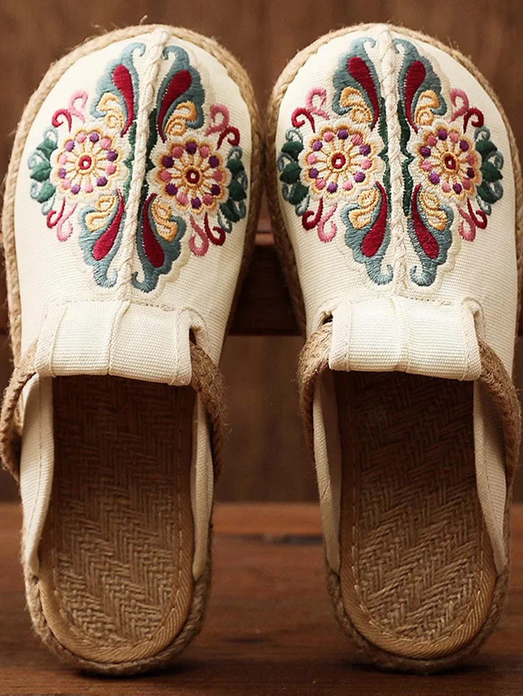 Embroidery Espadrille Flats