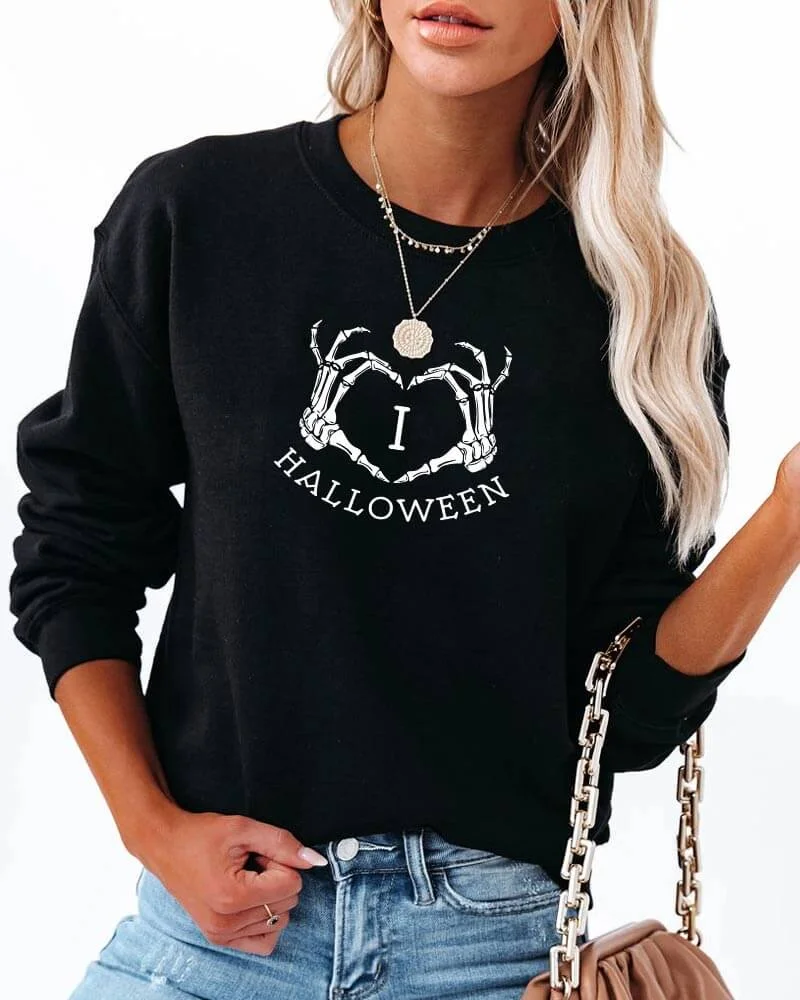I Love Halloween Black Sweatshirt