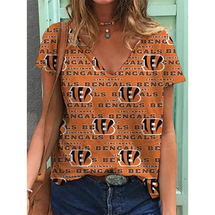 Cincinnati Bengals  Lightweight Short Sleeve V-Neck T-Shirt