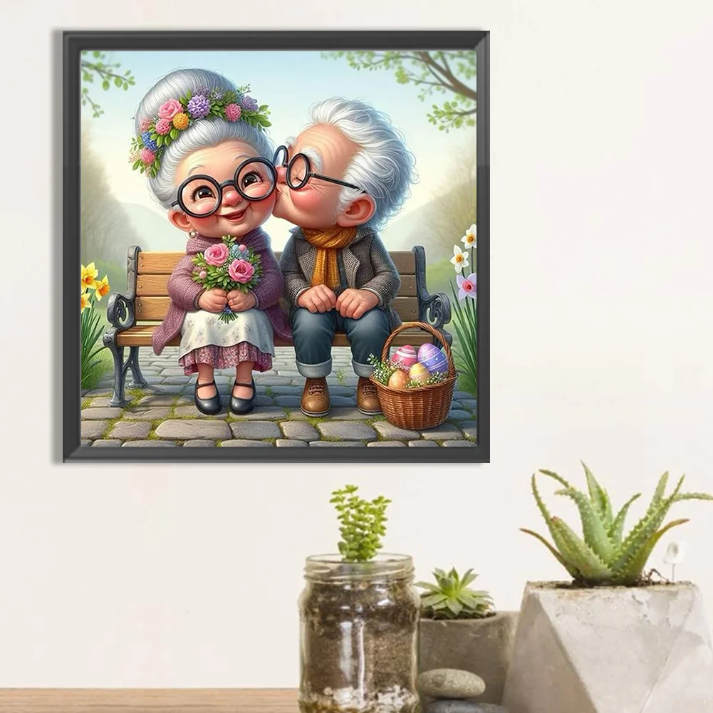Diamond Painting - Full Square Drill - Old Couple(Canvas|35*35cm)