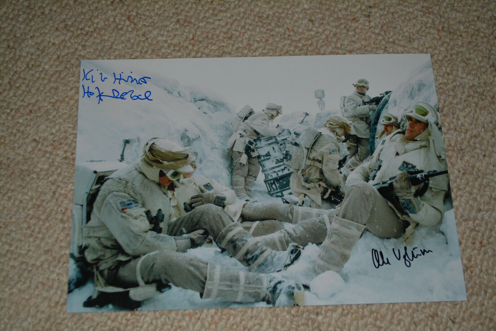 KIT HILLIER & OLE KRISTIAN UGLUM signed autograph 8x11 STAR WARS HOTH REBEL