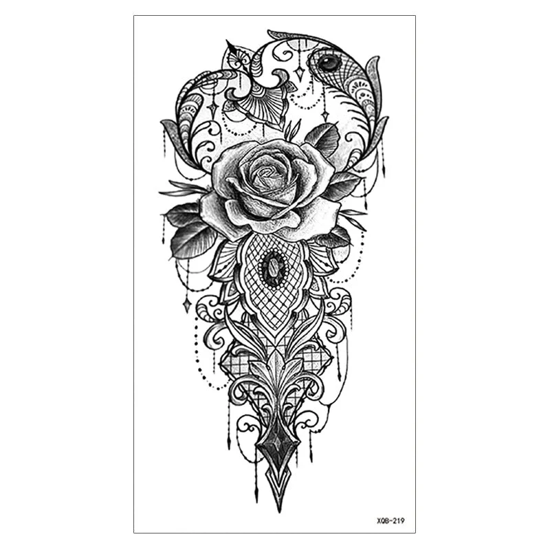 Waterproof Temporary Tattoo Sticker Snake Flower Rose Flash Tattoos Lace Fox Lion Bird Body Art Arm Skull Fake Sleeve Tattoo