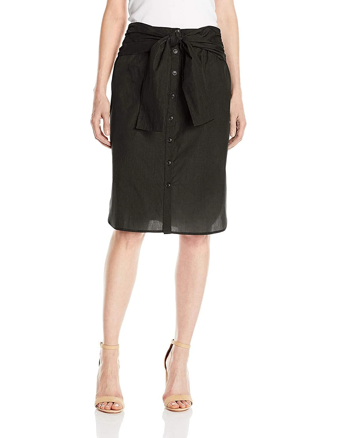 Women's Tie-Front Skirt Straight skirt with athletic notched high/low hem.
