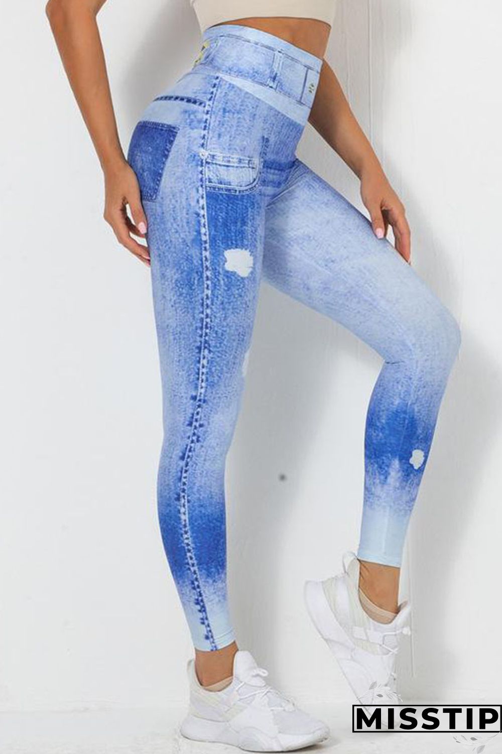 Blue Sportswear Print Patchwork