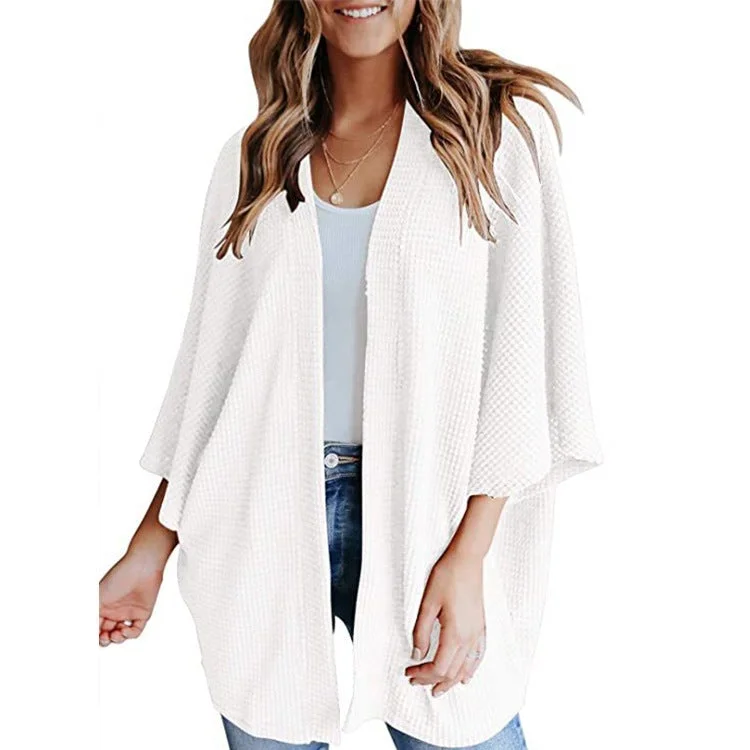 Loose Cardigan Cropped Sleeve Sweater Top