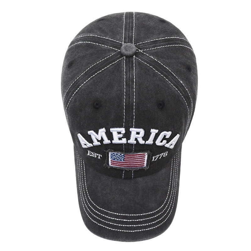 Hat Retro Letter Embroidery Peaked Cap Outdoor Men’s Sports Washed Men’s And Women’s Sun Hat Baseball Cap