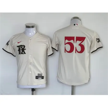 Youth Texas Rangers #53 Adolis Garcia Cream 2023 City Connect Stitched Baseball Jersey VIME