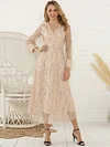 Fringed Sequined See-Through V-neck Maxi Dress