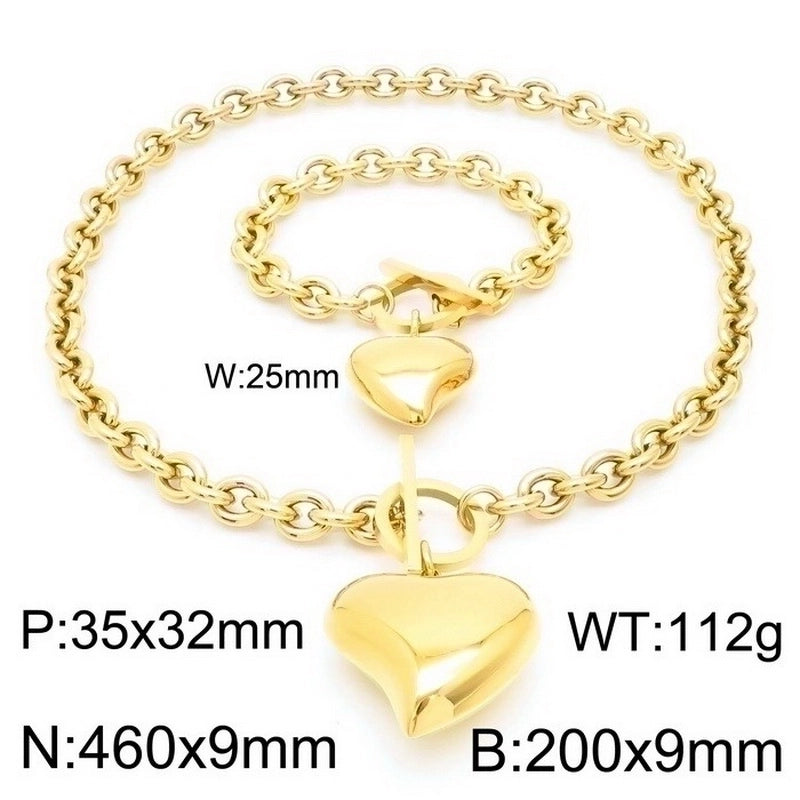 Fashion Geometric Titanium Steel 18K Gold Plated Plating Stainless Steel Jewelry Sets