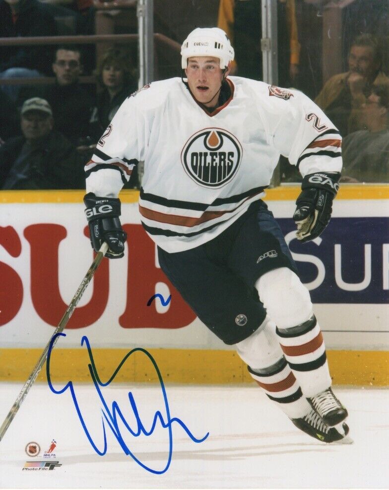 Edmonton Oilers Eric Brewer Signed Autographed 8x10 NHL Photo Poster painting COA