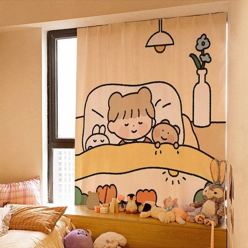 Nigikala Kawaii Tapestry Velcro Shading Curtains Background Cloth Hanging Cloth Bedroom Wall Decoration Children Room Layout 2021 New