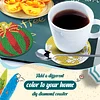 10Pcs Diamond Painting Wooden Christmas Ball Coaster Diamond Art Kit w/ Holder No-Slip Decor
