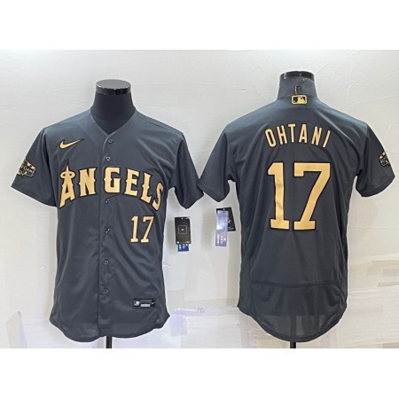 Men's Los Angeles Angels #17 Shohei Ohtani 2022 All-star Charcoal Flex Base Stitched Jersey 0ZPX