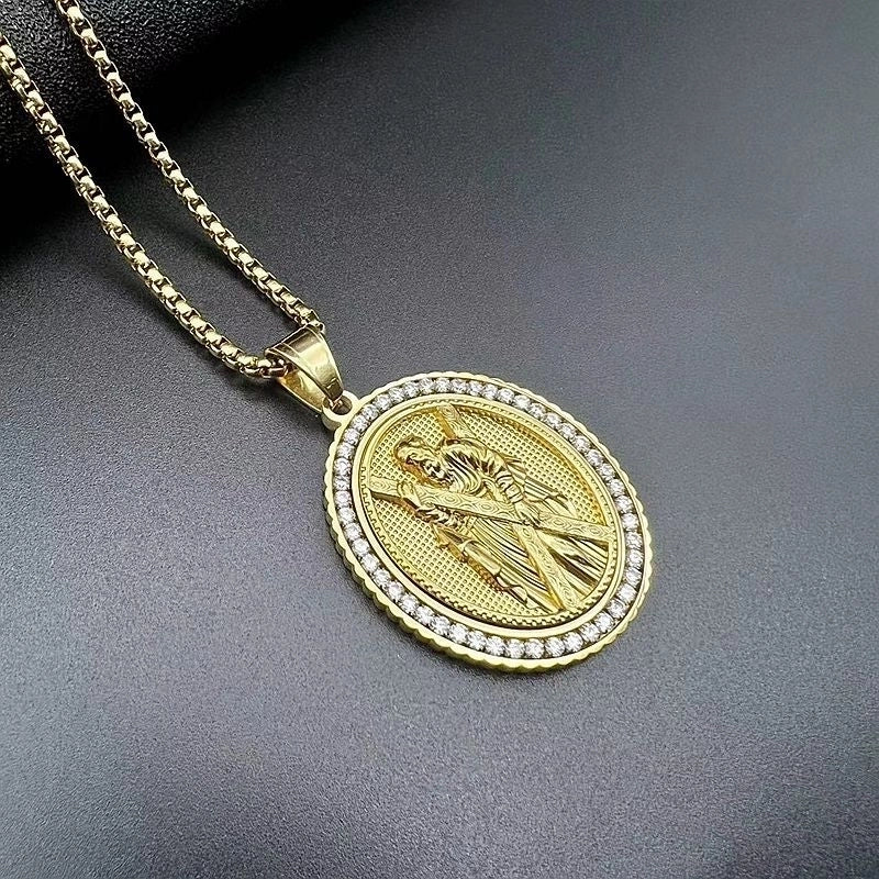 Hip-hop Portrait Stainless Steel Polishing Plating Inlay Zircon Men's Necklace Necklace Pendant