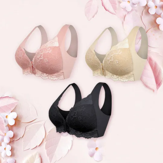 FRONT CLOSURE 5D SHAPING PUSH UP COMFY WIRELESS BRA(3 PCS) 