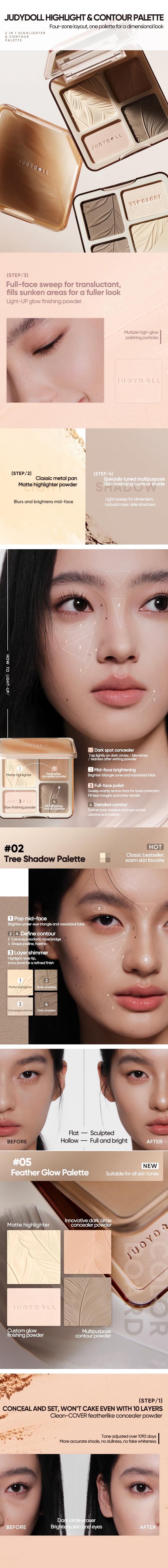 JUDYDOLL 2 In 1 Highlighter Contour Palette, Powder Highlighter & Contour Duo, Face Shaping, Makeup, Cosmetic, Bronzer, Long-Lasting, 2-In-1 Makeup Bronzer Powder, Christmas Gift