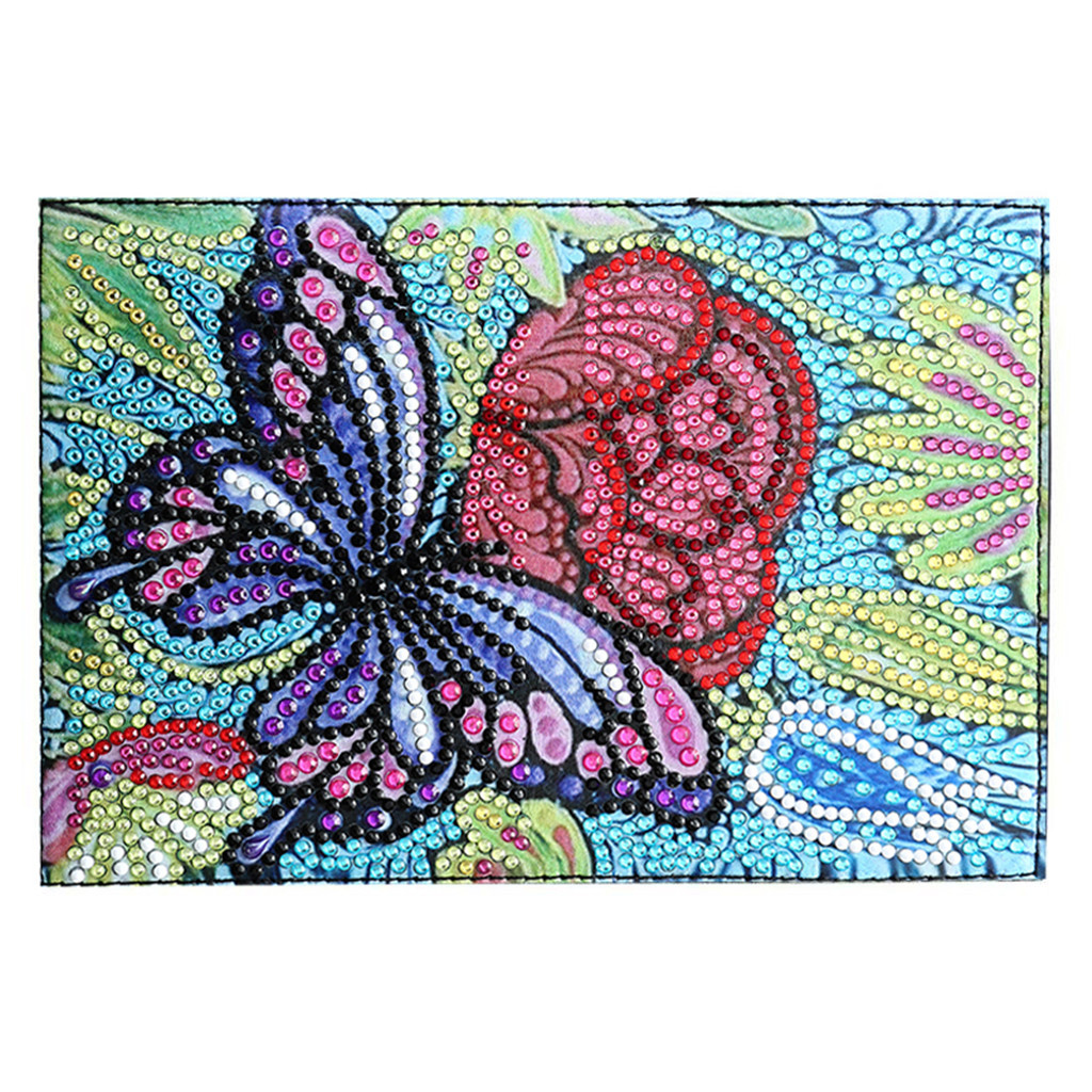 Creative Cross Mirror New Dot Paste Diamond DIY Craft Diamond Painting Travel Passport Notebook Colorful Butterfly Pattern