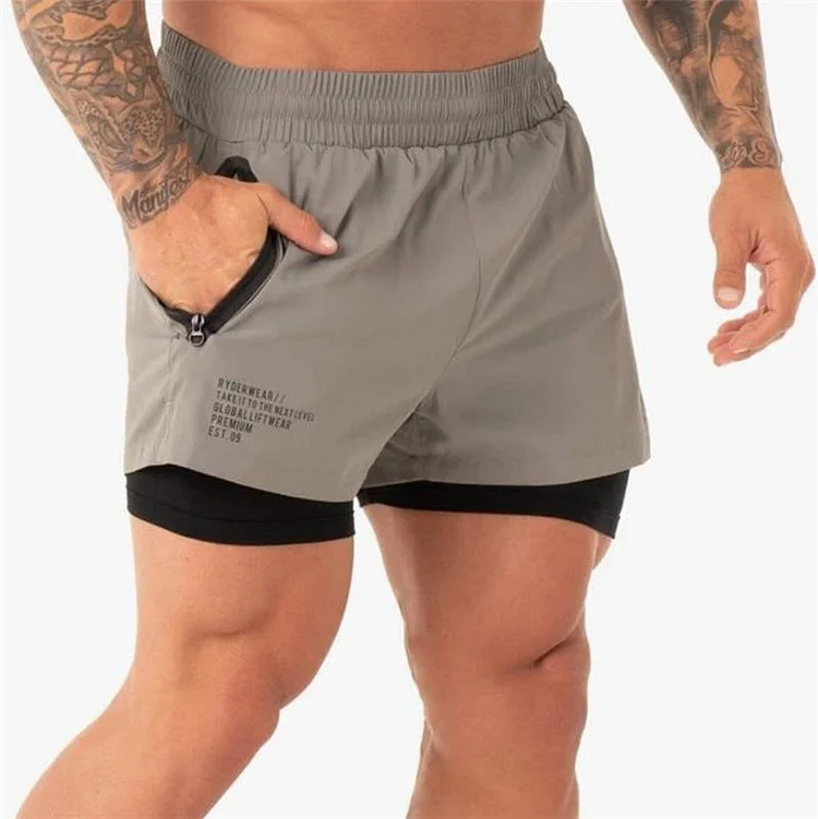 Men Training Outdoor Running Sports Double Shorts