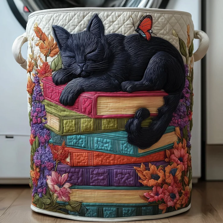 Purrfect Pages Quilted Laundry Basket GFTOTP11627
