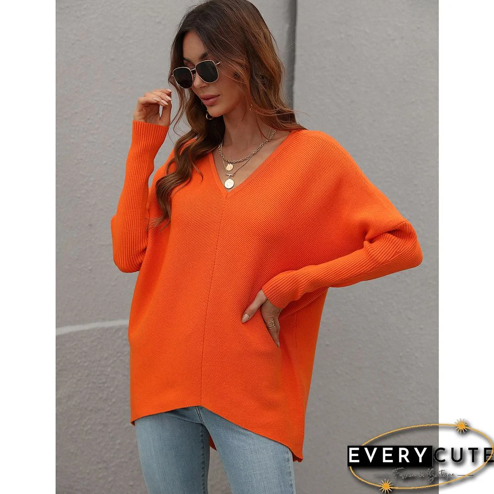 Knit Sweater Pullovers For Women Sweaters Fashion New Solid V Neck Backless Knitwear Tops Long Sweater Women's Full