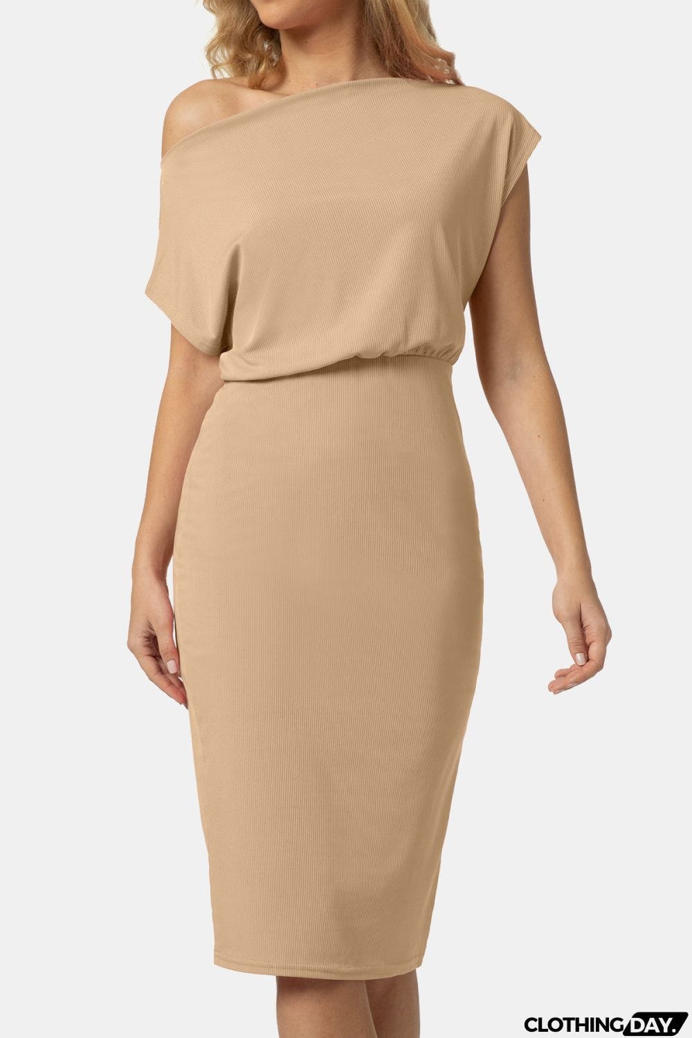 Boat Neck Short Sleeve Knee-Length Dress