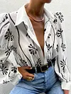 Fashhion Embroidered Lapel Collar Buttoned Blouses&Shirts Tops