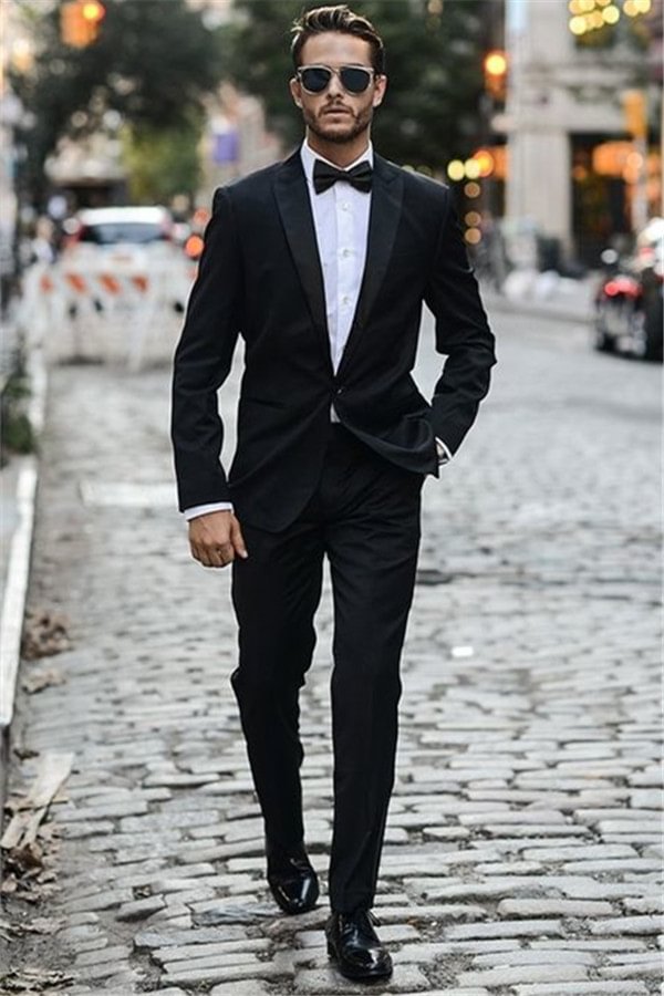 Black Dinner Casual New Arrive All Black Tuxedo Wedding Reception Suit | Ballbellas Ballbellas