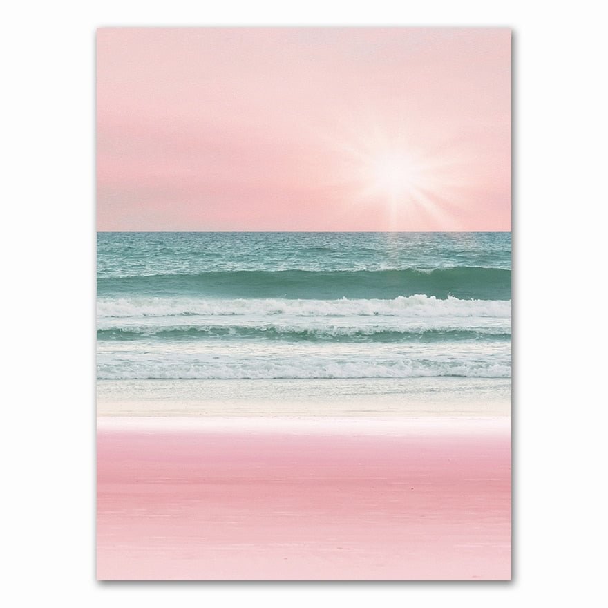 Pink Beach Flamingo Palm Tree Surfboard Wall Art Canvas Painting Nordic Posters And Prints Wall Pictures For Living Room Decor