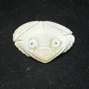 pornhint Pornhint Vintage Navajo Carved Clam Shell with Turquoise Inlay Frog Fetish MARKED