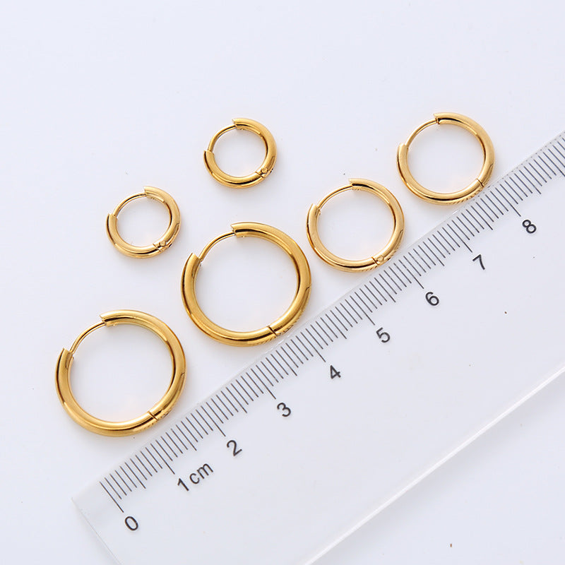 Minimalist Circle Geometric Stainless Steel Electroplating Earrings