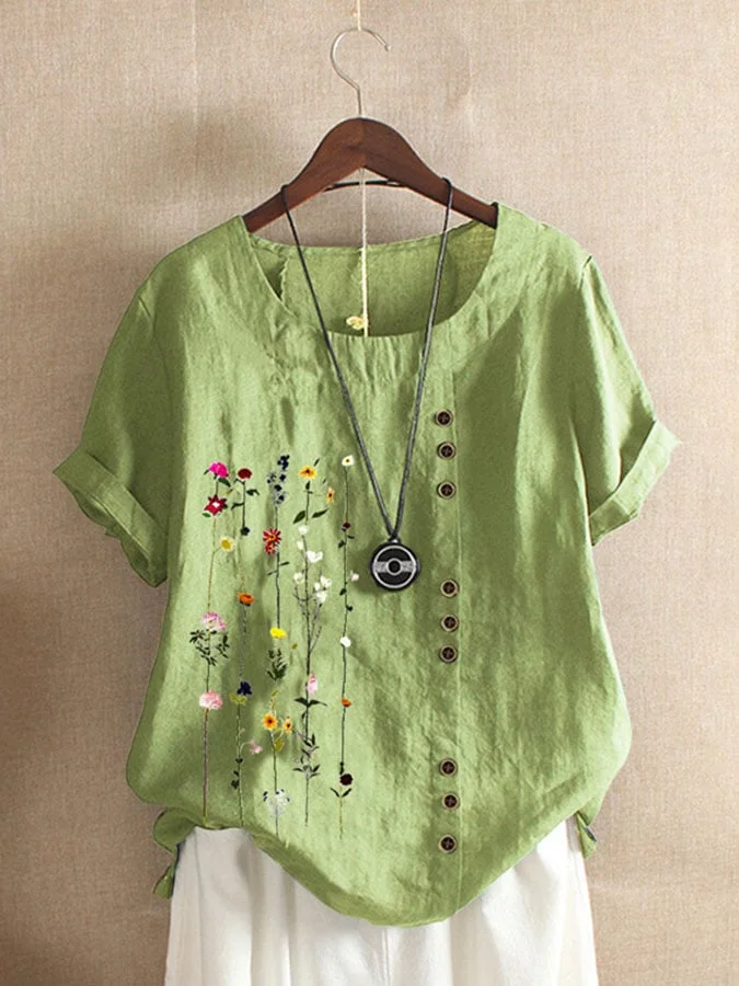 Loose Casual Flowers Top