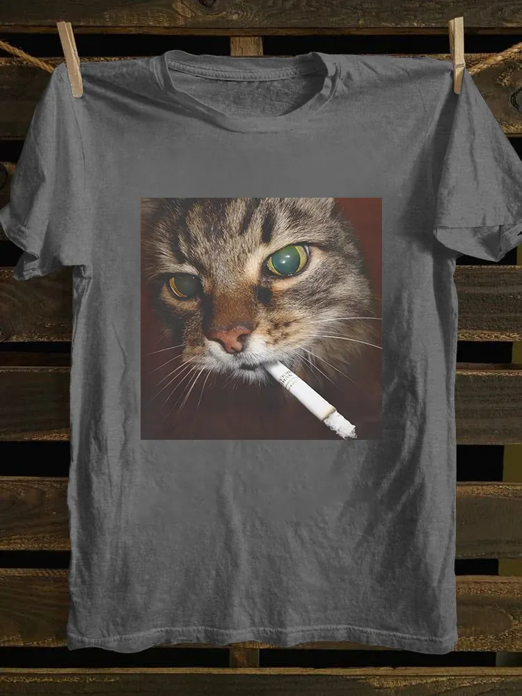 Funny Smoking Cat T-shirt