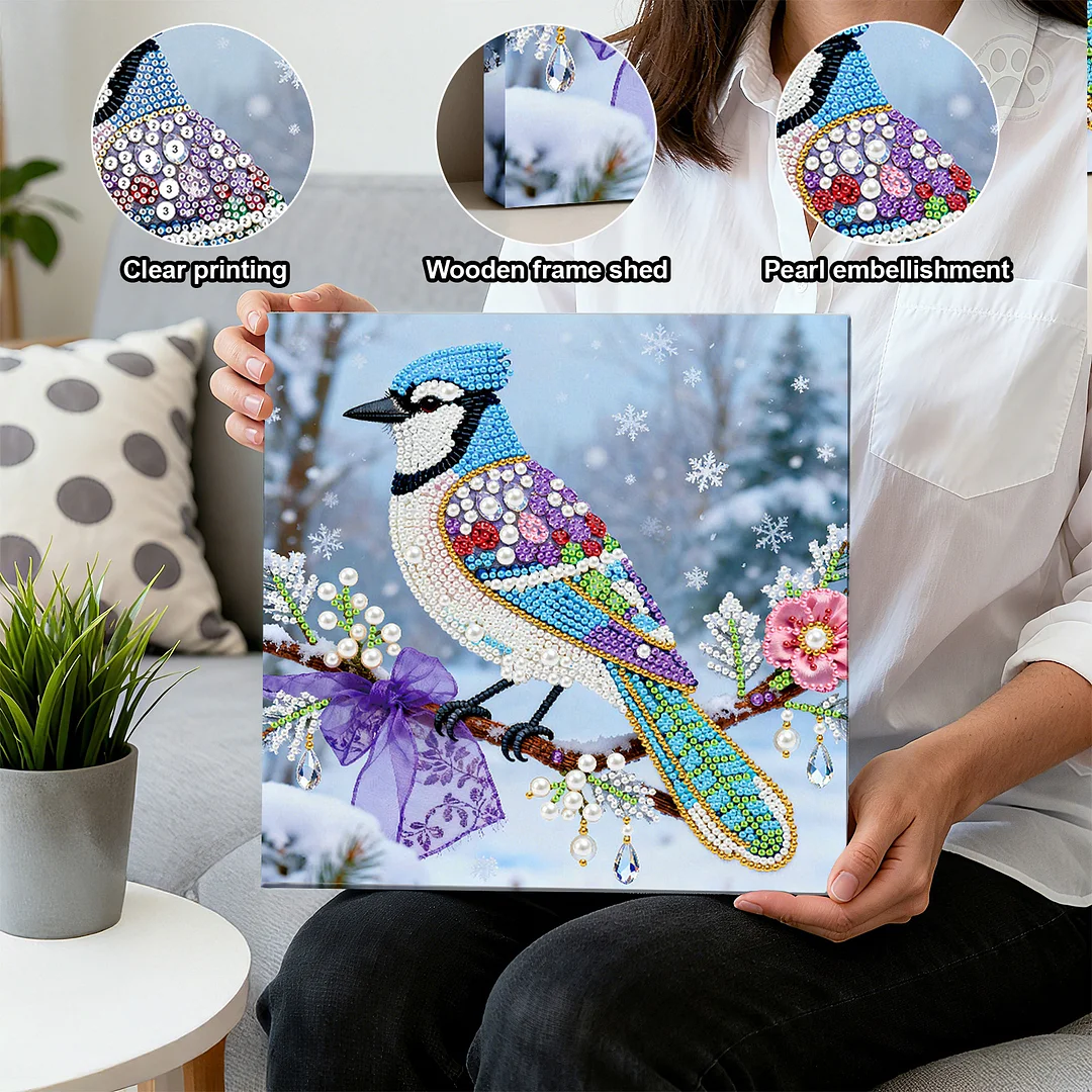 Bird DIY Pearl Art Diamond Painting Kit for Adults Home Decor 25x25cm With Frame