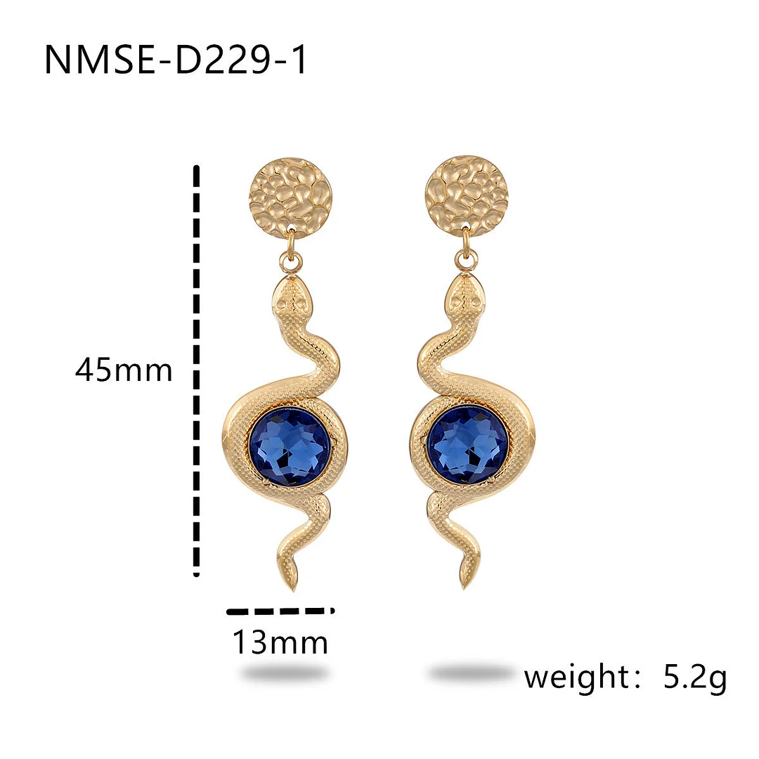 Snake-shaped Diamond Titanium Steel Earrings