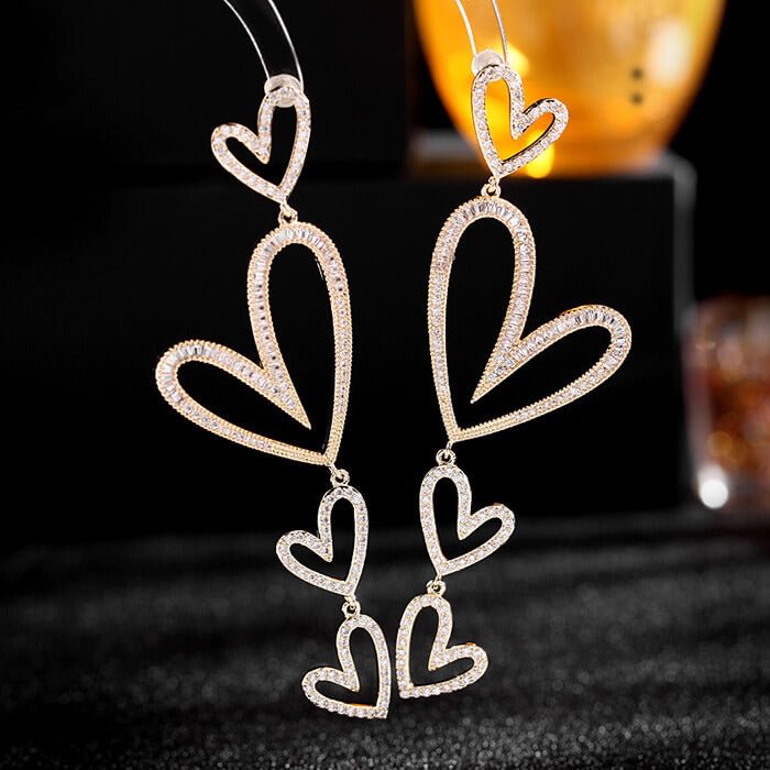 4 Hearts-shaped Dangle Earrings