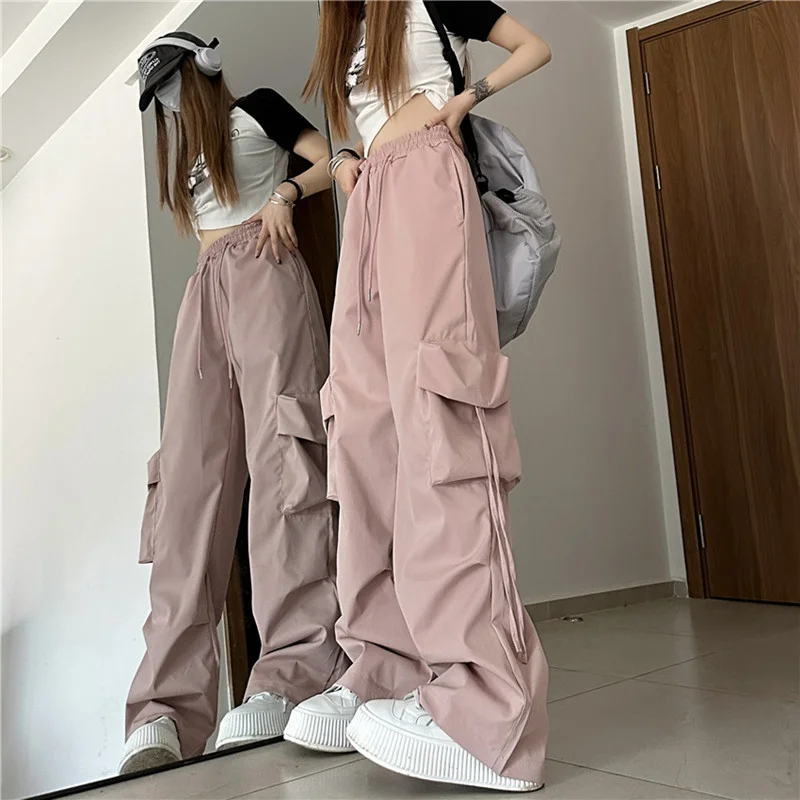 Zingj Zingj Cargo Pants Female Summer High Waist Straight Tube Wide Leg Design Sense Small Minority Loose Casual Floor Trousers Tide