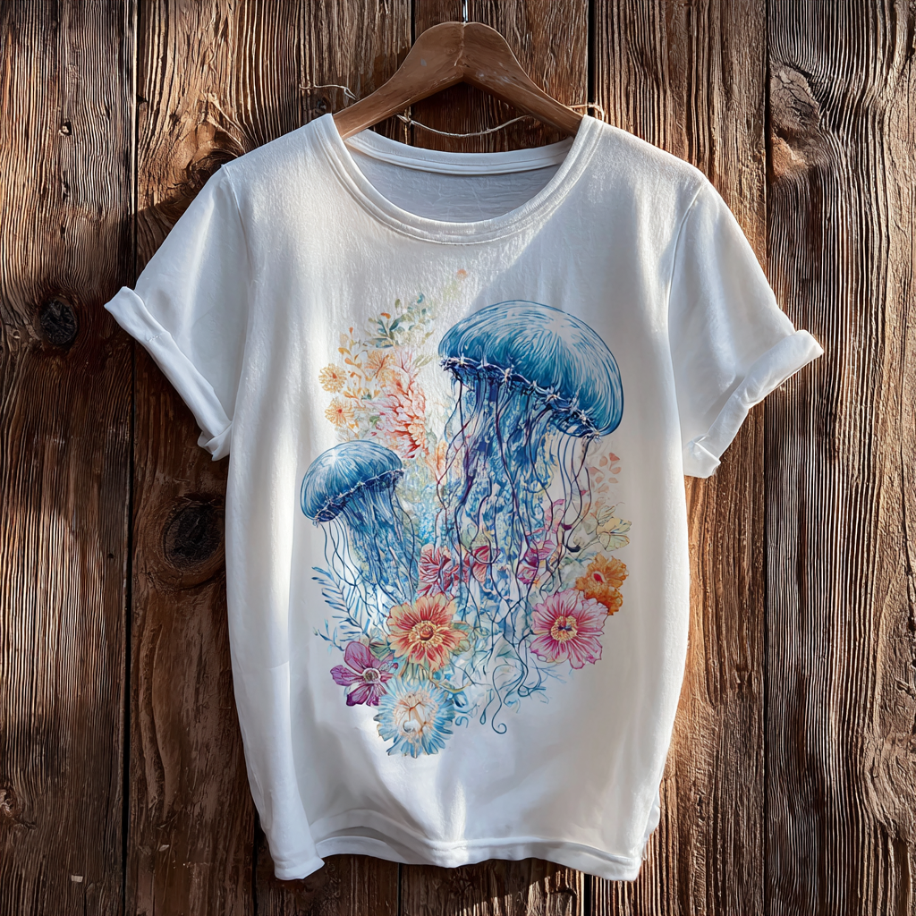 Jellyfish Pattern Design Casual Short-sleeve T-shirt wearshes