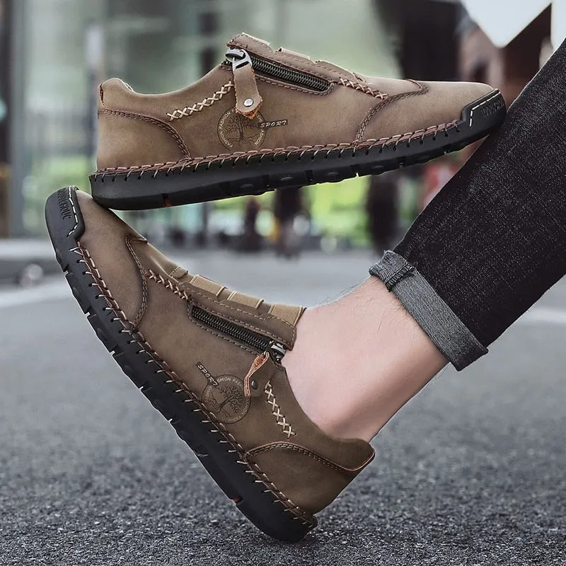 New Men's Casual Shoes Outdoor Breathable Men's Moccasins Loafers  Zipper Men's Driving Shoes Brand Designer Style Hot Sale